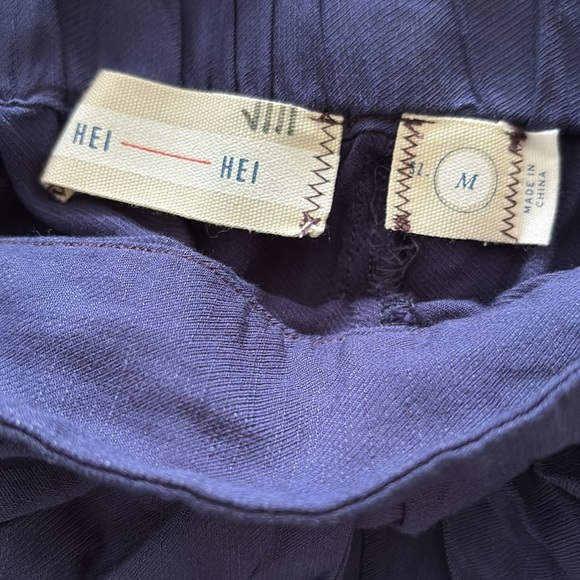 Anthropologie Hei Hei Leia Tie Knot Shorts Twist Front Navy Linen Blend Size M - Picture 7 of 10